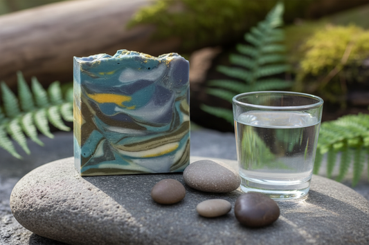Art style bath bar Lake Crescent in lakeside setting